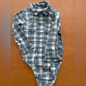 Little Me Blue Plaid Kids One Piece